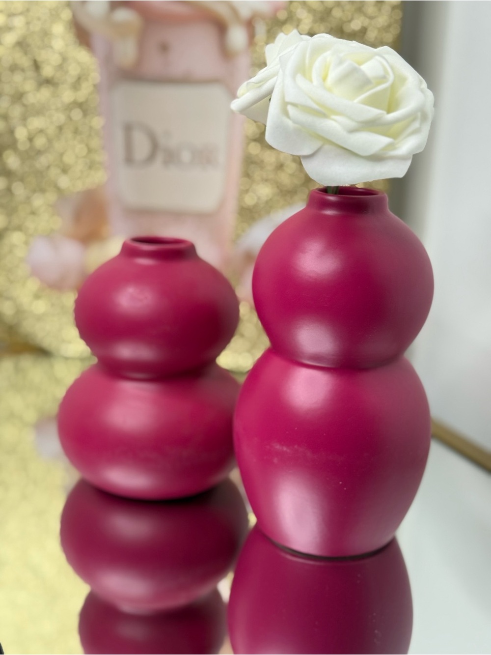 Room Essentials Pair of Magenta Bud Vases